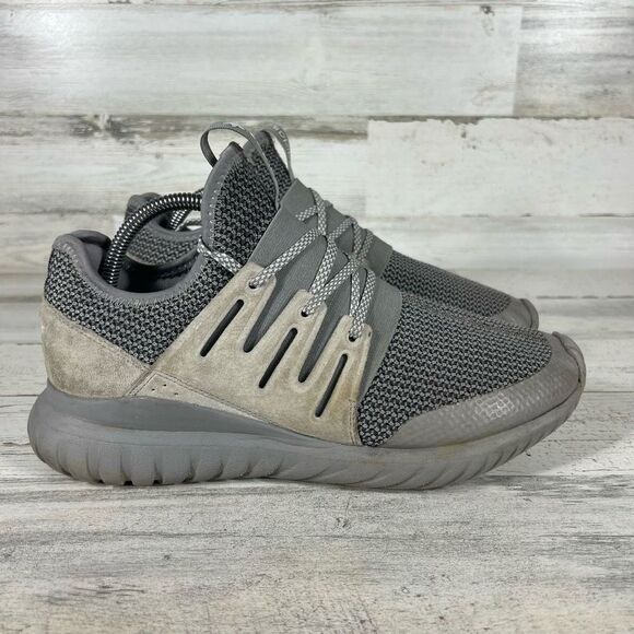 Adidas Mens Tubular Radial Charcoal Solid Grey Lace‎ Up Shoes Size 9 - Picture 1 of 9